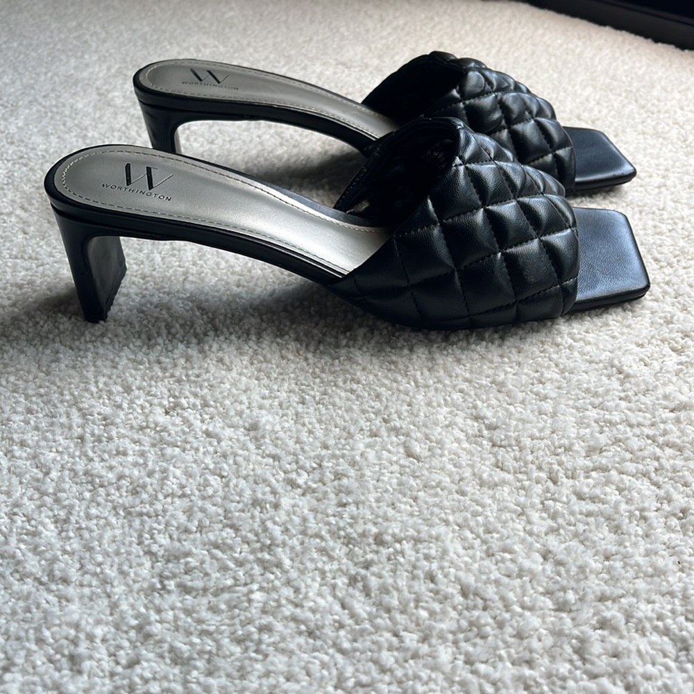 Black Worthington Open-toed Heels - Size 9 - Picture 3 of 8